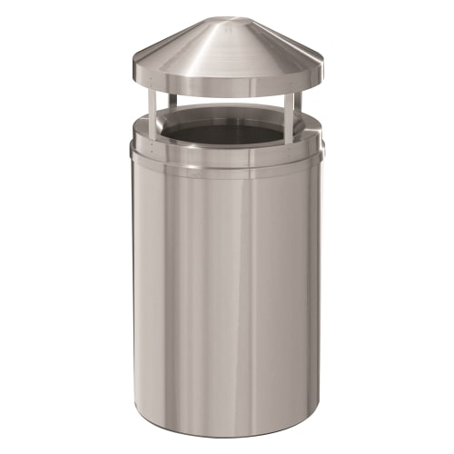 Glaro New Yorker 33 Gallon Canopy Top Waste Receptacle, Satin Aluminum